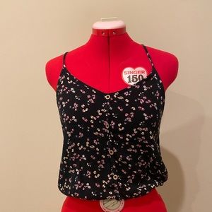 Loose Floral black tank top